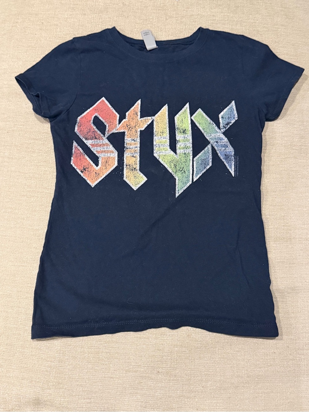 Kids 10/12 Next Level Apparel Black Short Sleeve Tee with Multicolor 'Styx' Logo